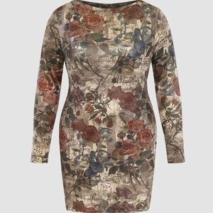 Floral Print Long Sleeve Dress by CIDER 2X